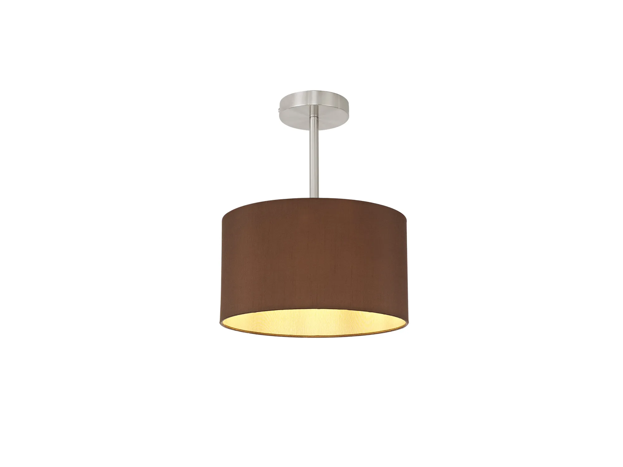 Baymont 30cm Semi Flush 1 Light Satin Nickel; Raw Cocoa/Grecian Bronze